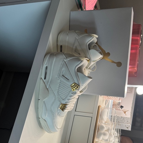 Jordan White and Gold Athletic Shoes - Picture 1 of 4